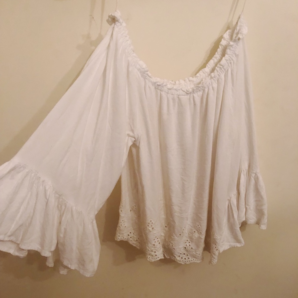 off the shoulder white top